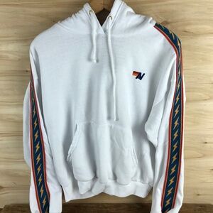 Aviator Nation Bolt Stripe Relaxed Fit Crop Hoodie White Womens Sz XS Rainbow